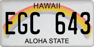 HI license plate EGC643