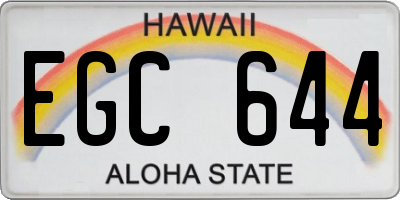 HI license plate EGC644