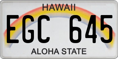 HI license plate EGC645