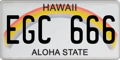 HI license plate EGC666