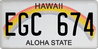 HI license plate EGC674