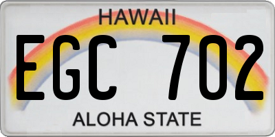 HI license plate EGC702