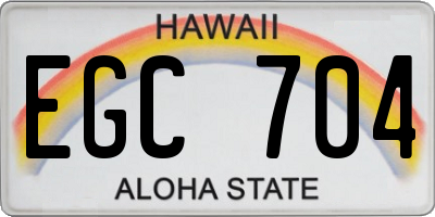 HI license plate EGC704