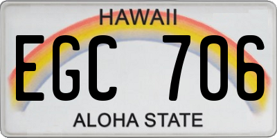 HI license plate EGC706