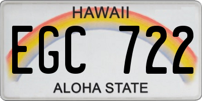HI license plate EGC722