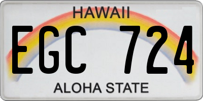 HI license plate EGC724
