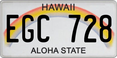 HI license plate EGC728