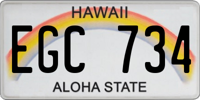 HI license plate EGC734