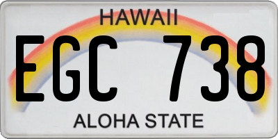 HI license plate EGC738