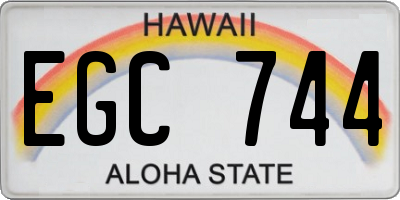 HI license plate EGC744