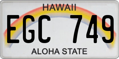 HI license plate EGC749