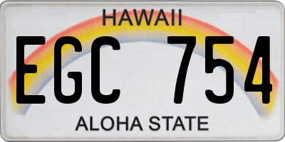 HI license plate EGC754