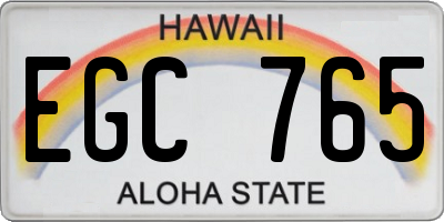 HI license plate EGC765