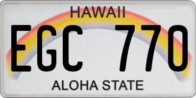 HI license plate EGC770
