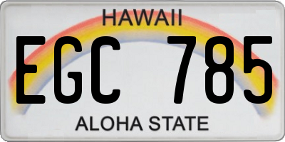 HI license plate EGC785