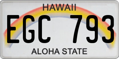 HI license plate EGC793