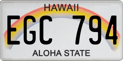 HI license plate EGC794
