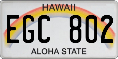 HI license plate EGC802