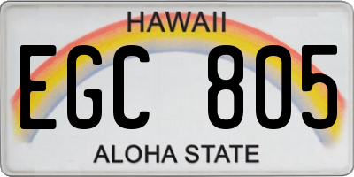 HI license plate EGC805