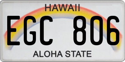 HI license plate EGC806