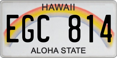 HI license plate EGC814