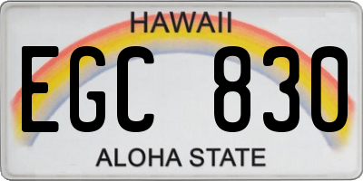 HI license plate EGC830