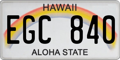 HI license plate EGC840