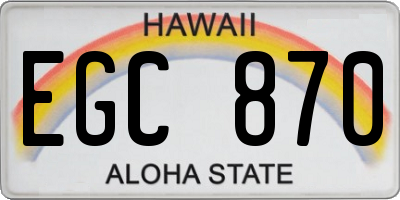 HI license plate EGC870