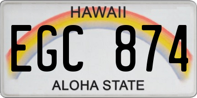HI license plate EGC874