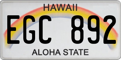 HI license plate EGC892