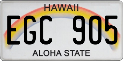 HI license plate EGC905
