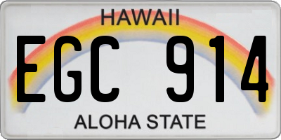 HI license plate EGC914
