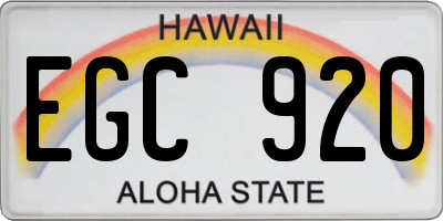 HI license plate EGC920