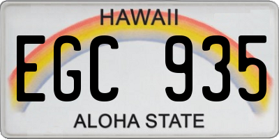 HI license plate EGC935
