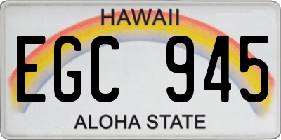 HI license plate EGC945
