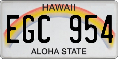 HI license plate EGC954