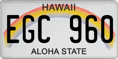 HI license plate EGC960
