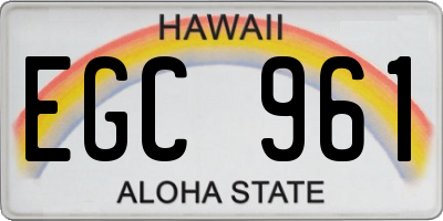 HI license plate EGC961