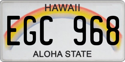 HI license plate EGC968