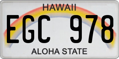 HI license plate EGC978