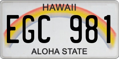 HI license plate EGC981