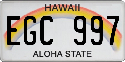HI license plate EGC997