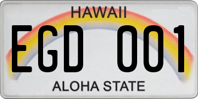 HI license plate EGD001