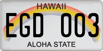 HI license plate EGD003