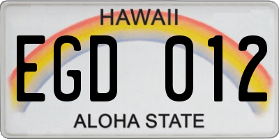 HI license plate EGD012
