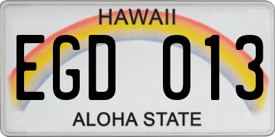 HI license plate EGD013