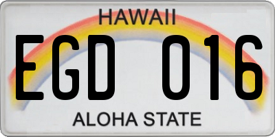 HI license plate EGD016