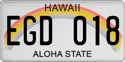 HI license plate EGD018
