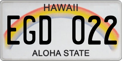 HI license plate EGD022