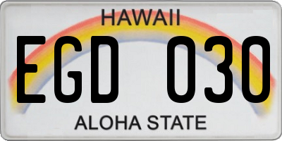 HI license plate EGD030